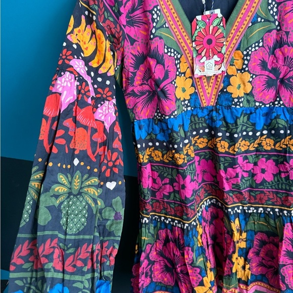 Anthropologie Pink and Blue Ruffled Tiered Sundress size XS - Picture 7 of 16